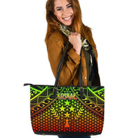 Polynesian Kosrae Leather Tote Bag - Reggae Vintage Polynesian Patterns Reggae - Polynesian Pride