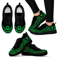 Niue Wave Sneakers - Polynesian Pattern Green Color Women's Sneakers - Black - Niue Black - Polynesian Pride