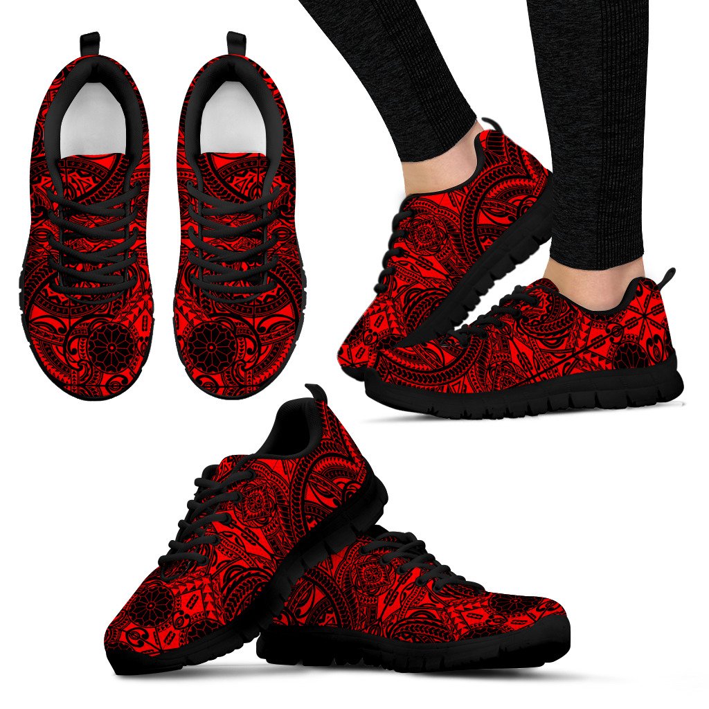 Polynesian Sneakers - Polynesian Tattoo Red Version - Polynesian Pride