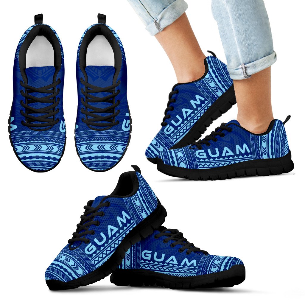 Guam Sneakers - Guam Polynesian Chief Tattoo Blue Version - Polynesian Pride
