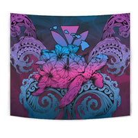 Hawaii Turtle Wave Polynesian Tapestry - Hey Style Blue - Polynesian Pride