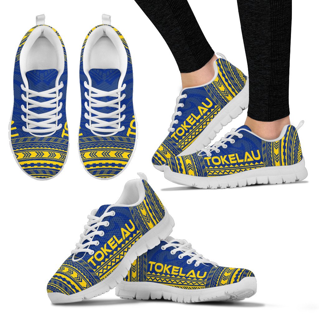 Tokelau Sneakers - Tokelau Polynesian Chief Tattoo Blue Yellow Version - Polynesian Pride