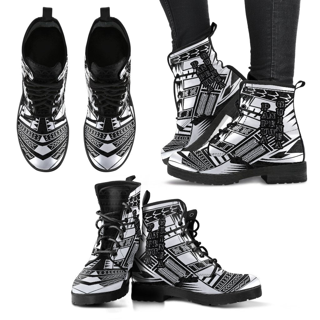 Papua New Guinea Leather Boots - Polynesian Tattoo Black - Polynesian Pride