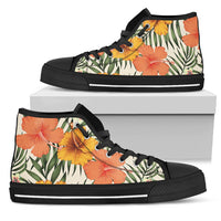 Hawaii Yellow Hibiscus High Top Shoe Womens High Top Black - Polynesian Pride