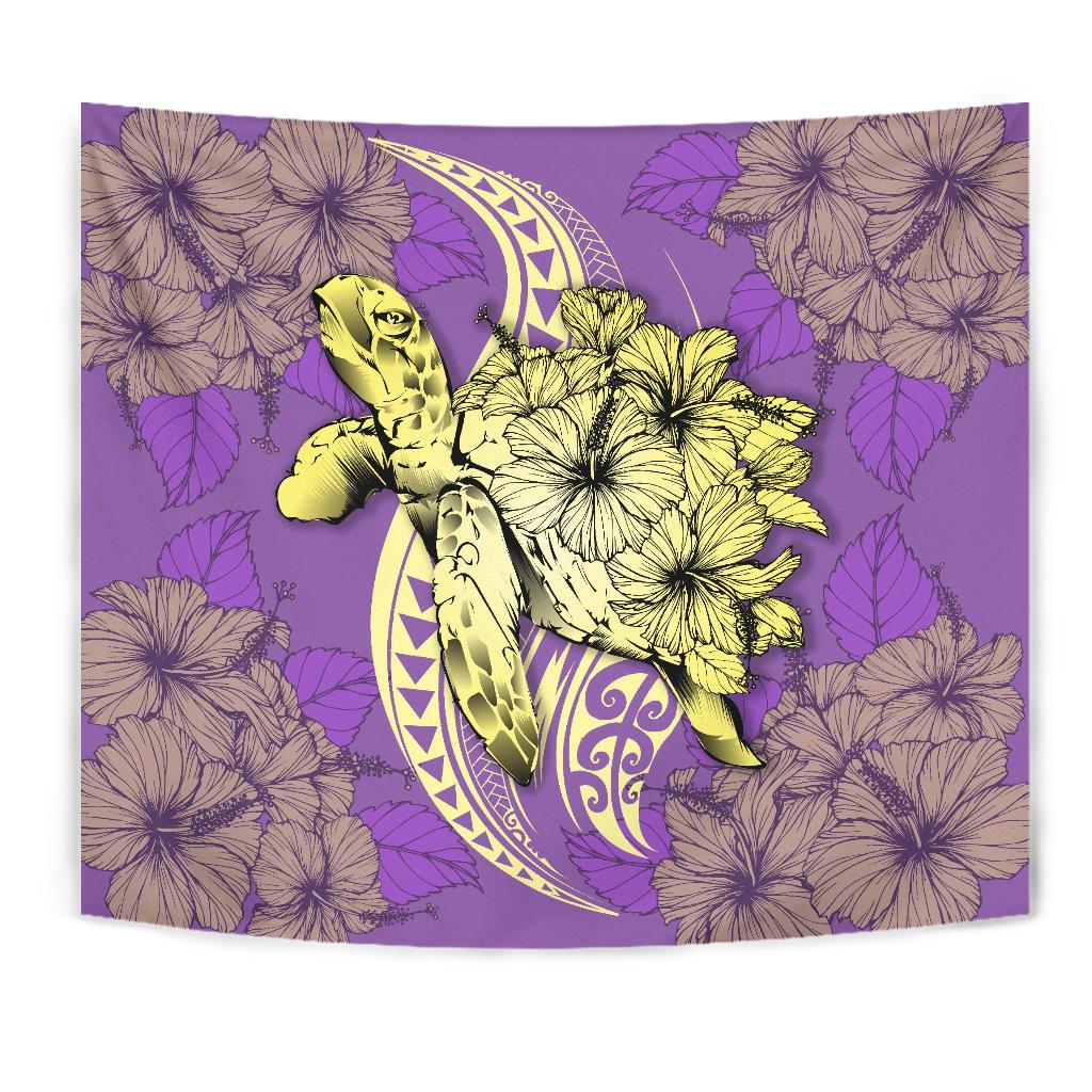 Hawaii Polynesian Turtle Hibiscus Tapestry - Yellow - Polynesian Pride