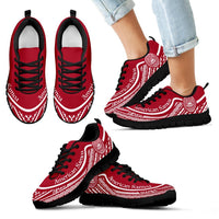 American Samoa Wave Sneakers White Red Color Kid's Sneakers - Black - American Samoa Black - Polynesian Pride