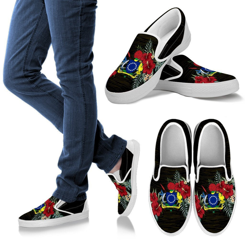 Cook Islands Hibiscus (Women/Men) Slip Ons Men's Slip Ons White - Polynesian Pride