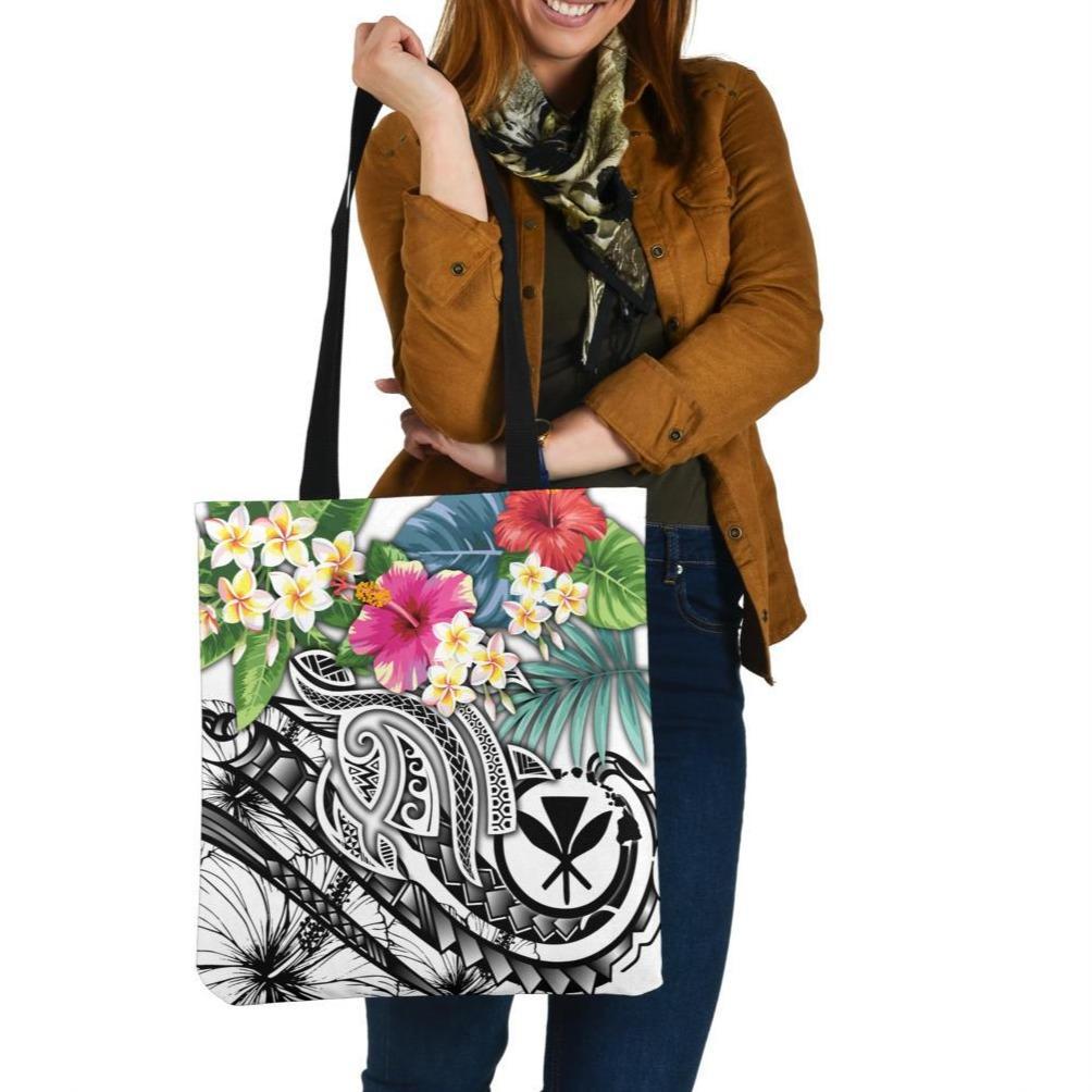 Polynesian Hawaii Kanaka Maoli Tote Bags - Summer Plumeria (White) Tote Bag One Size White - Polynesian Pride