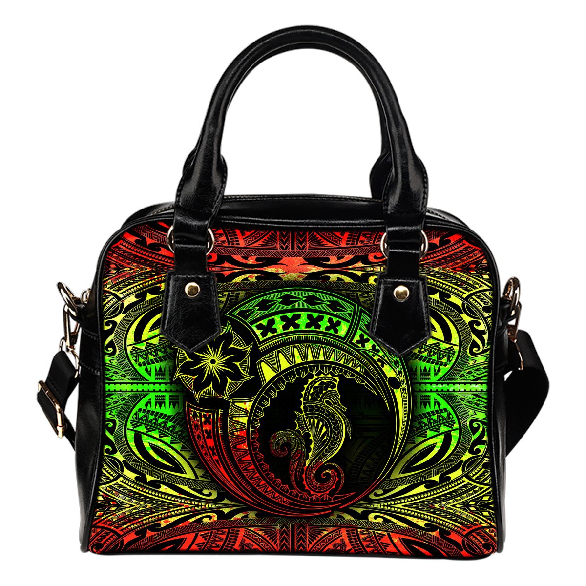 Seahorse Polynesian Shoulder Handbag - Polynesian Tattoo Reggae One Size Reggae - Polynesian Pride