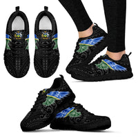 Solomon Islands Sneakers - Solomon Islands Coat Of Arms & Flag Wing - A8 Unisex Black - Polynesian Pride