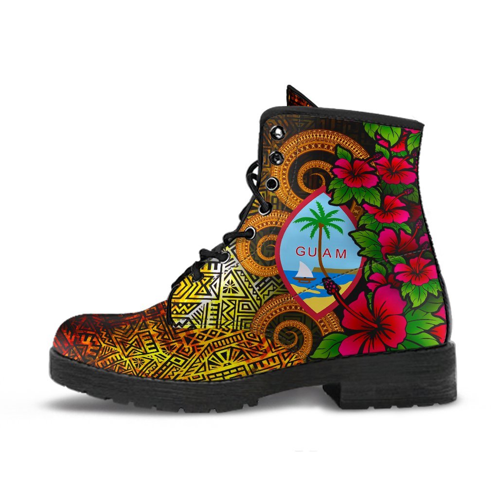 Guam Polynesian Leather Boots - Hibiscus Vintage - Polynesian Pride