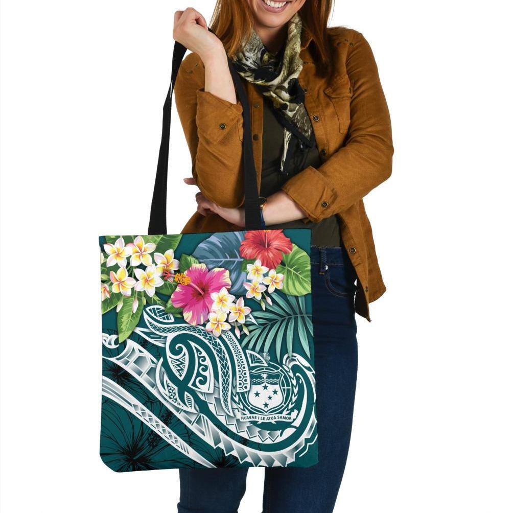 Samoa Polynesian Tote Bag - Summer Plumeria Tote Bag One Size Blue - Polynesian Pride