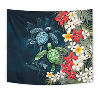 Kanaka Maoli (Hawaiian) Tapestry - Sea Turtle Tropical Hibiscus And Plumeria - Polynesian Pride