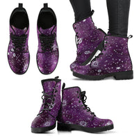 Celticone Women's Leather Boot - Purple Astrology Map Pagan Boots - Polynesian Pride