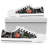 Tonga Polynesian Low Top Shoes - White Plumeria - Polynesian Pride