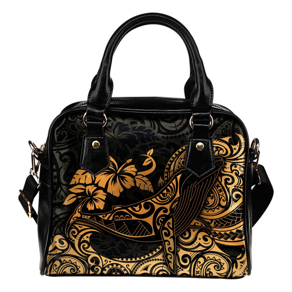 Polynesian Hawaii Shoulder Handbag - Polynesian Golden Humpback Whale One Size Golden - Polynesian Pride