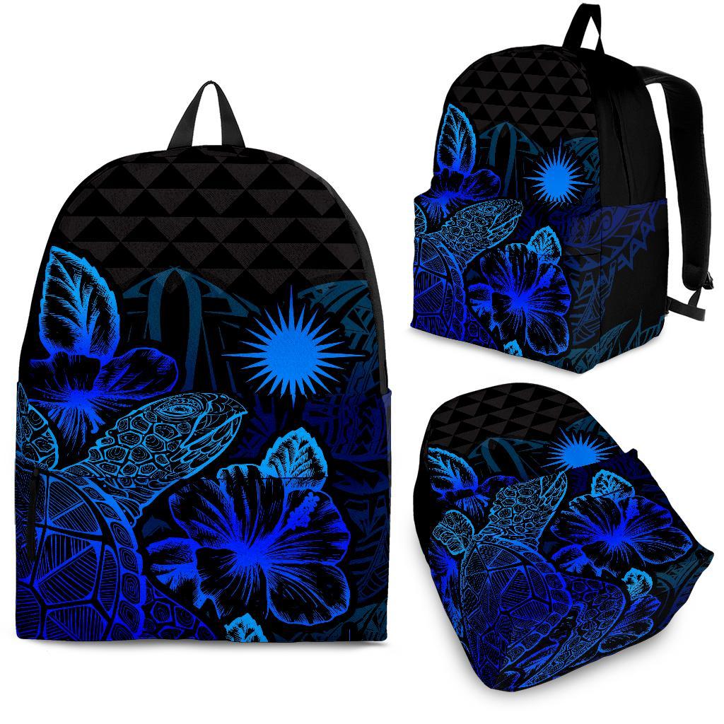 Marshall Islands Polynesian Backpack Turtle Hibiscus Blue Blue - Polynesian Pride