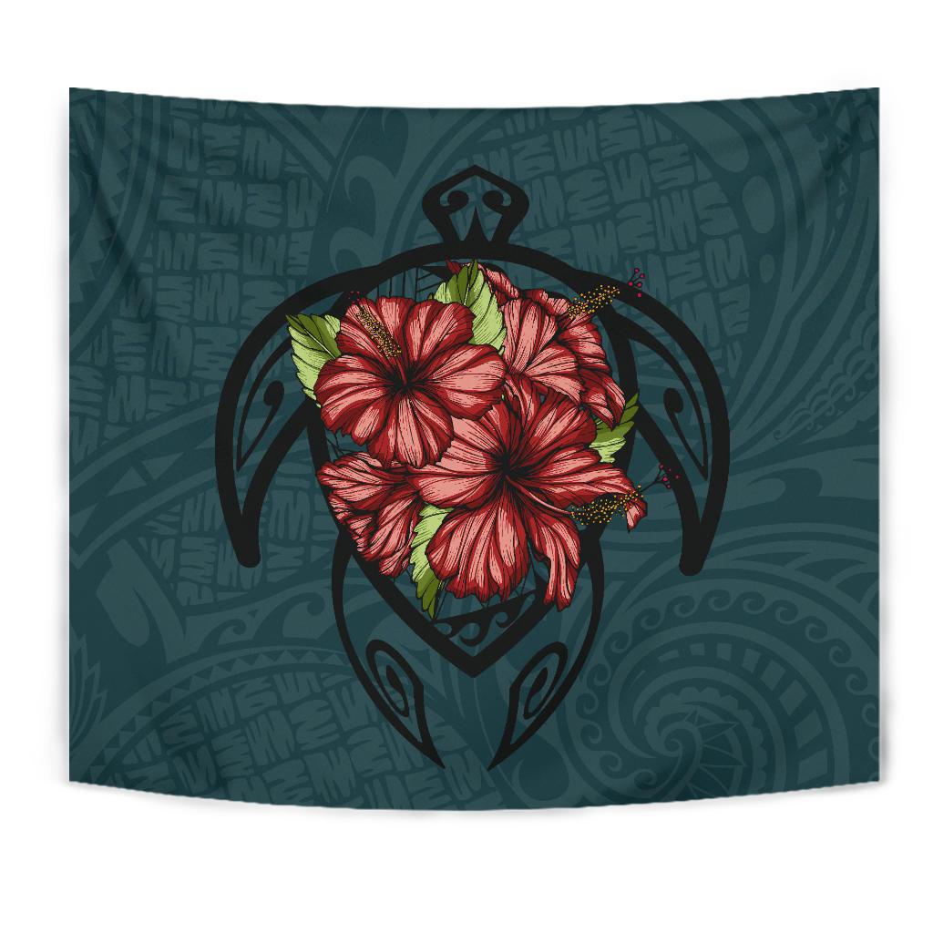 Hawaii Turtle Hibiscus Polynesian Tapestry - Polynesian Pride