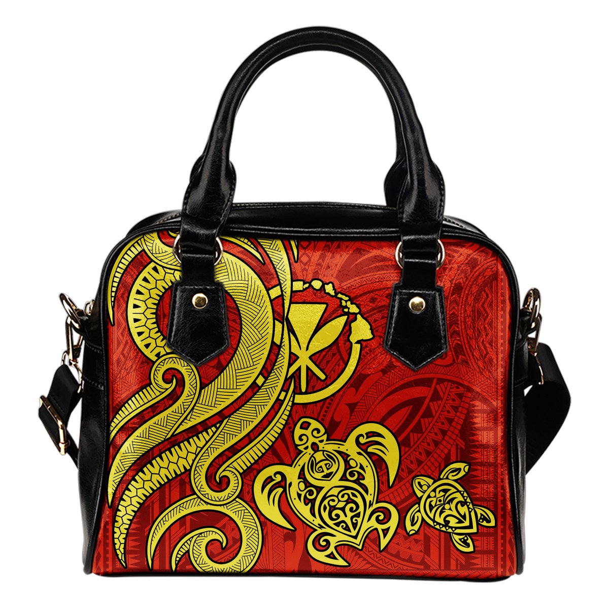 Polynesian Hawaii (Kanaka Maoli) Shoulder Handbag - Red Tentacle Turtle One Size Red - Polynesian Pride