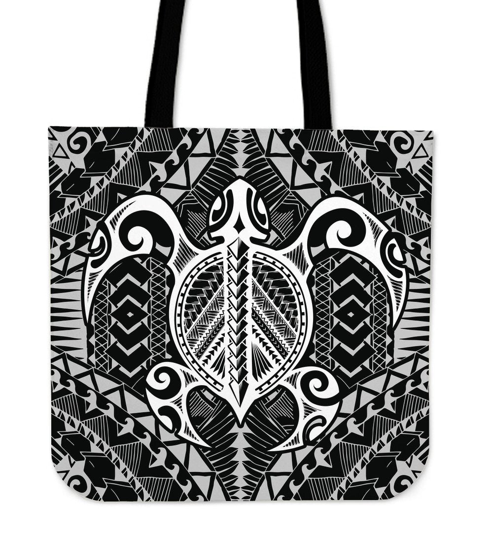 Polynesian Turtle Tote Bag (White) A6 Tote Bag One Size White - Polynesian Pride