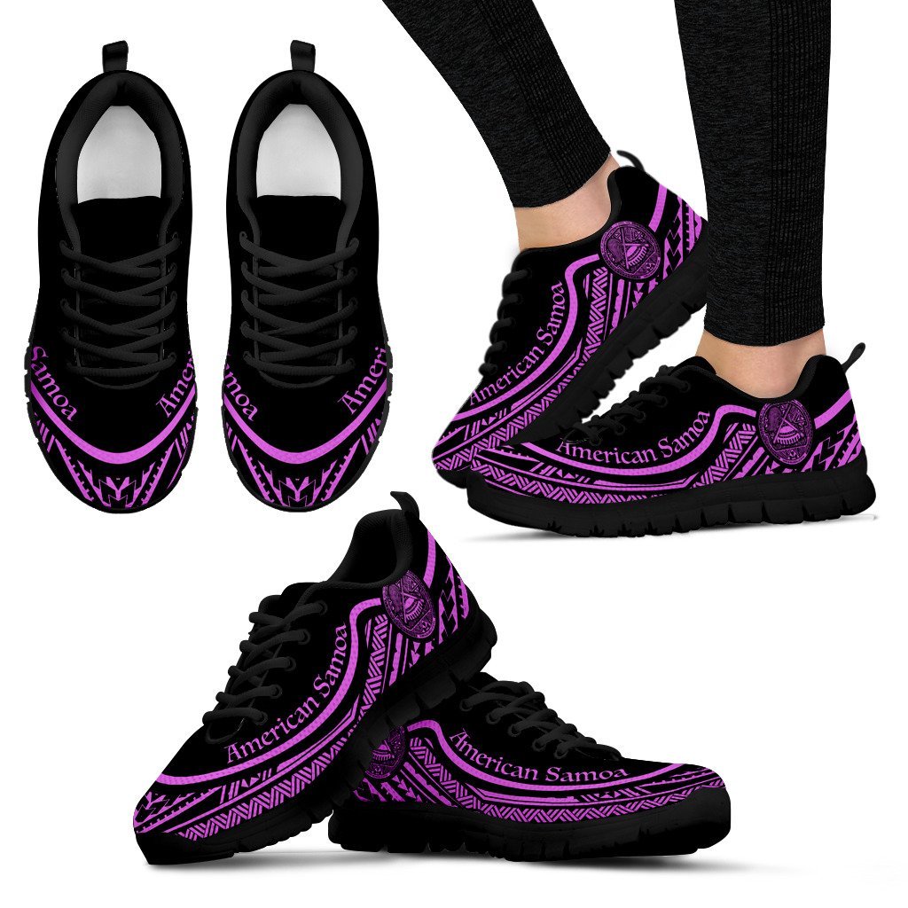 American Samoa Wave Sneakers Purple Color Women's Sneakers - Black - American Samoa Black - Polynesian Pride