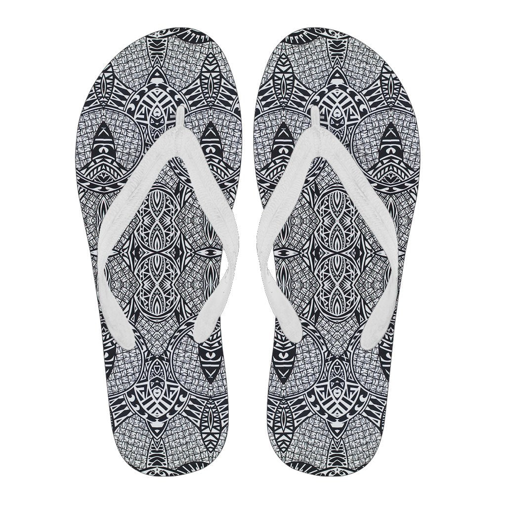 Polynesian Flip Flops Black And White Women's Flip Flops White - Polynesian Pride