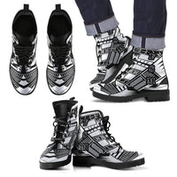 Federated States Of Micronesia Leather Boots - Polynesian Tattoo Black Black - Polynesian Pride