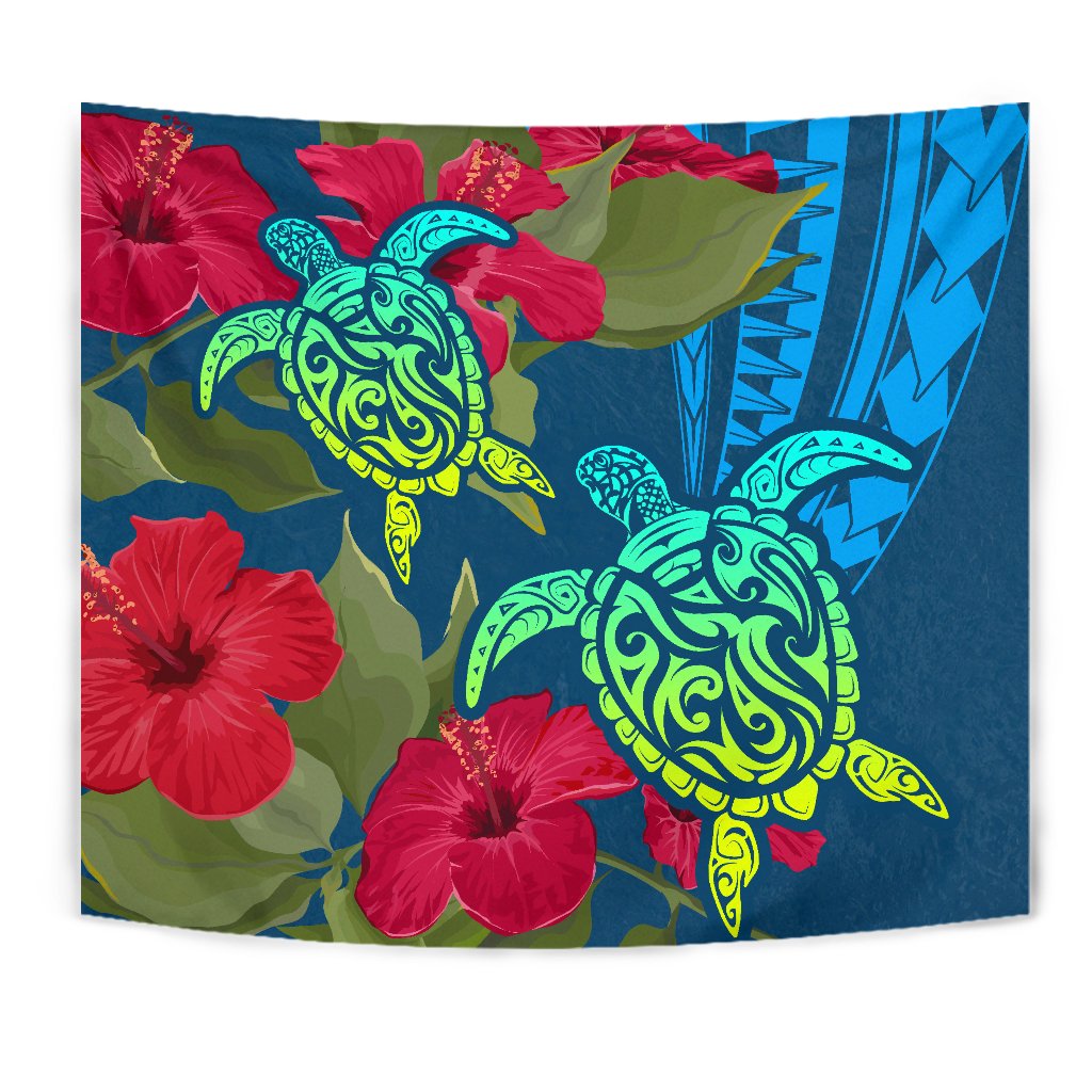 Hawaii Turtle Hibiscus Polynesian Tapestry - Bana Style - Polynesian Pride