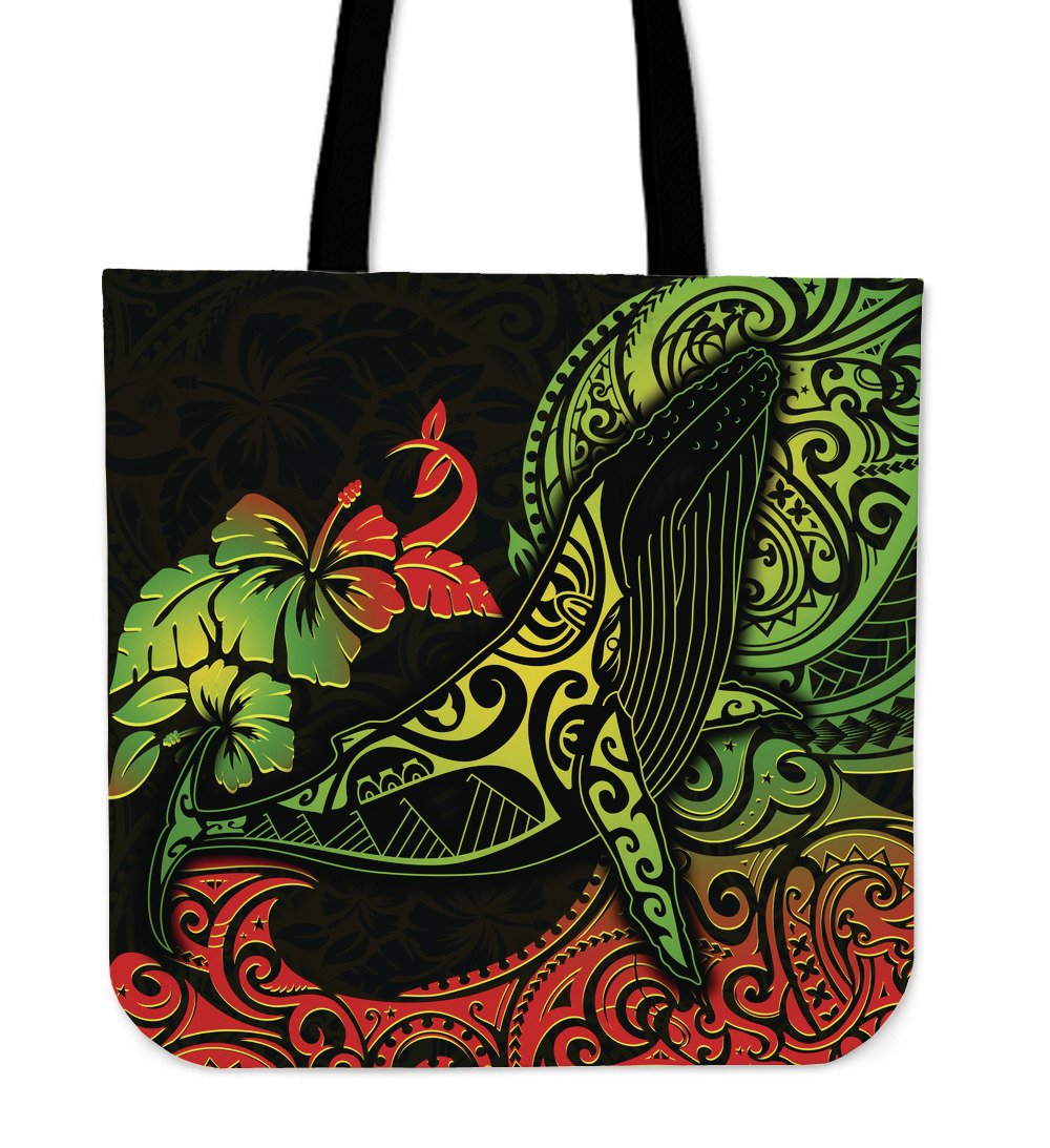Hawaii Tote Bags - Polynesian Humpback Whale Tote Bag One Size Black - Polynesian Pride