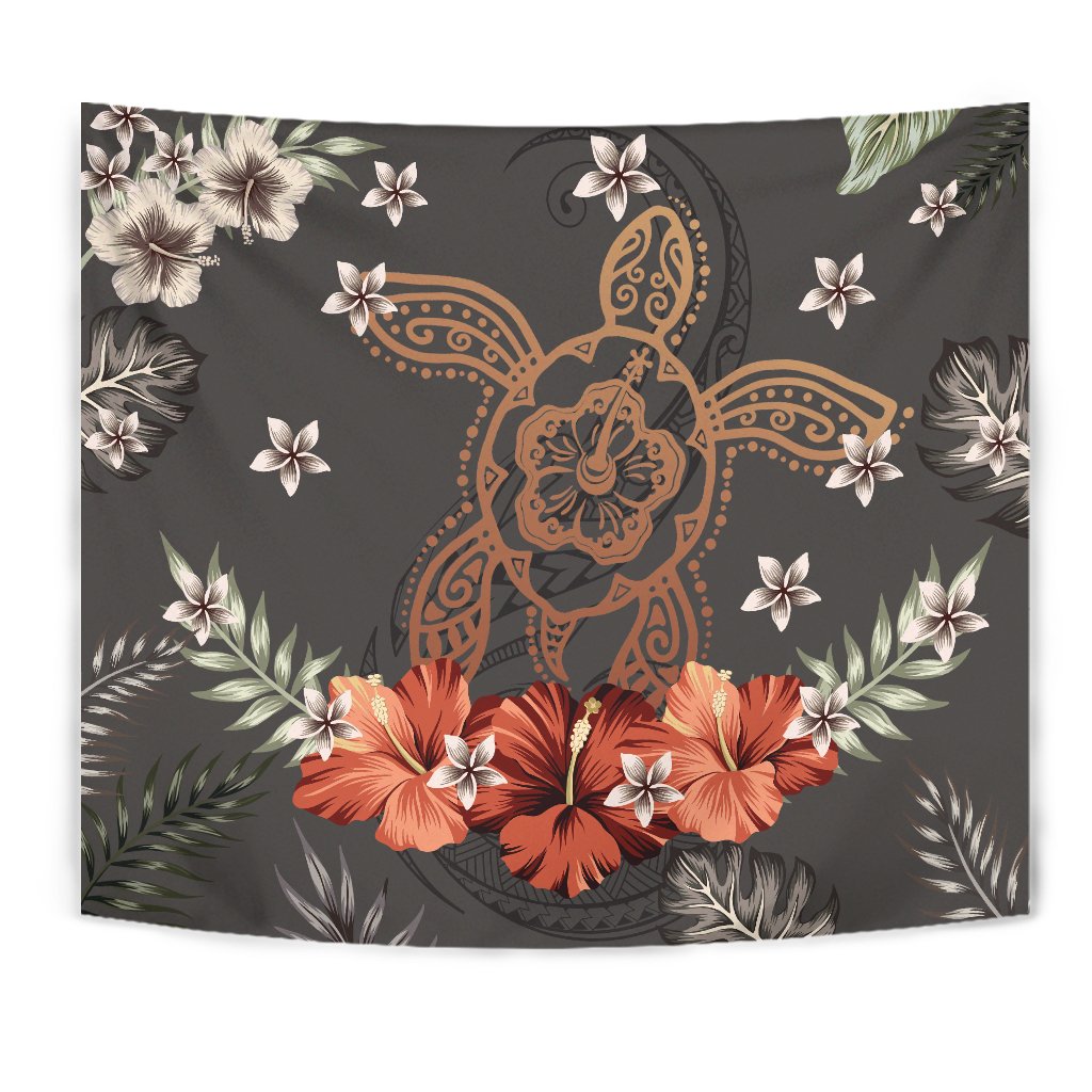 Hawaii Turtle Polynesian Hibiscus Kanaka Style Tropical - Tapestry AH - Polynesian Pride