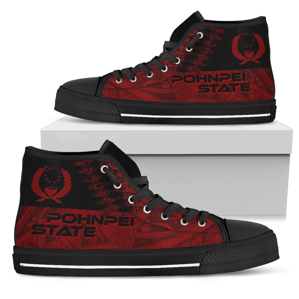 Pohnpei State High Top Shoes - Red Color Symmetry Style - Polynesian Pride