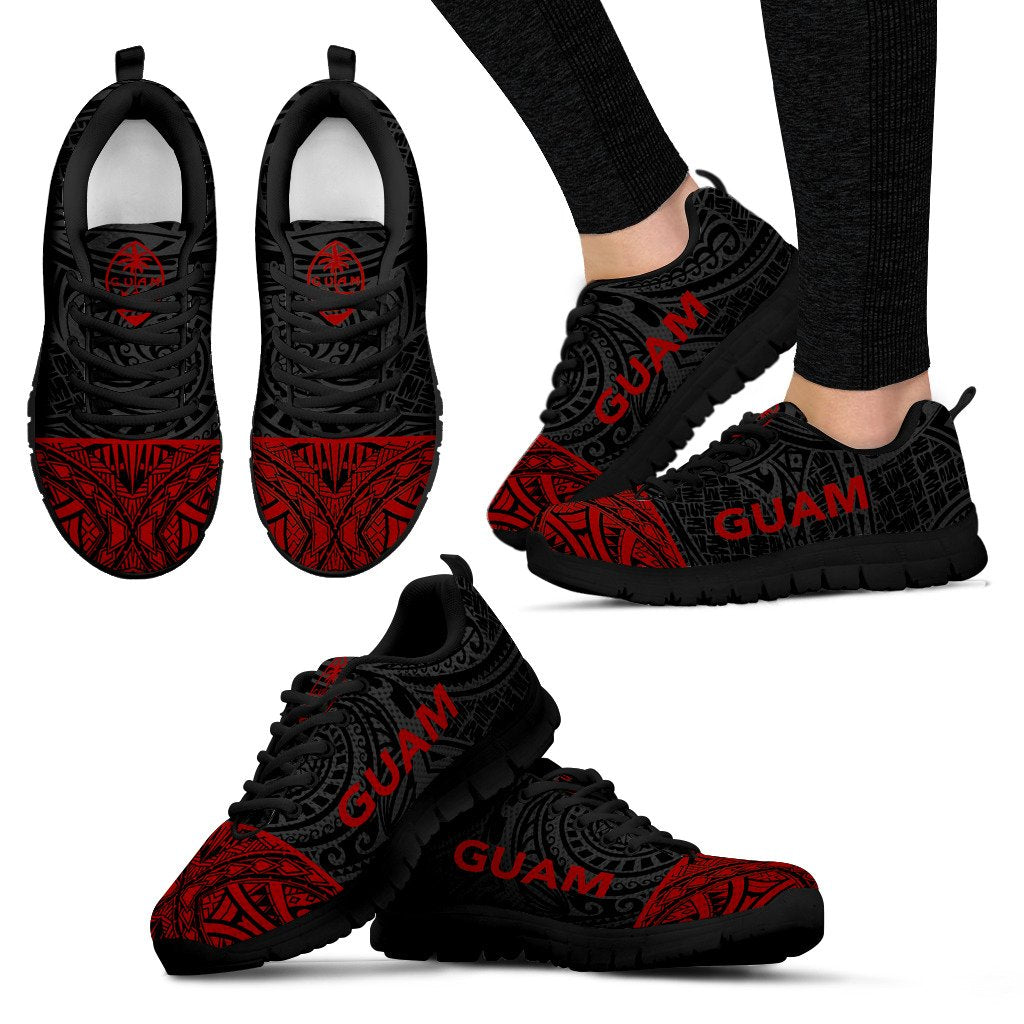 Guam Sneakers - Guam Coat Of Arms Micronesian Red Style - Polynesian Pride