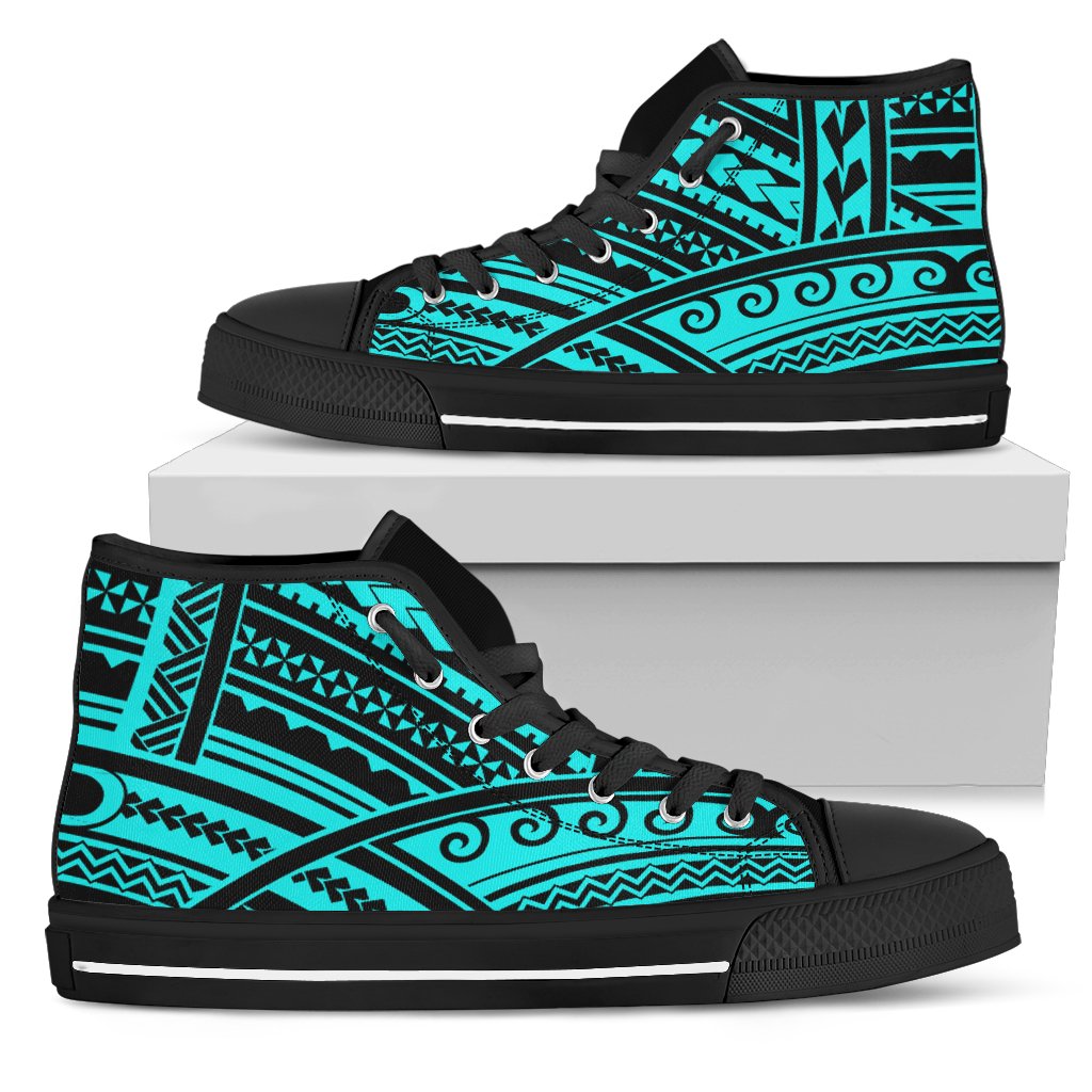 Polynesian Tribal High Top Shoes Unisex Black - Polynesian Pride