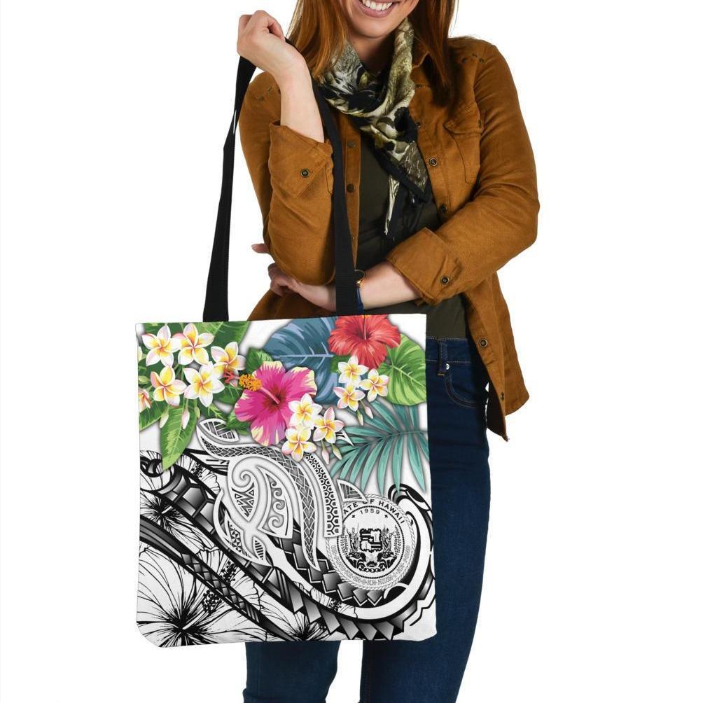 Polynesian Hawaii Tote Bags - Summer Plumeria (White) Tote Bag One Size White - Polynesian Pride