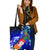 Samoa Tote Bags - Humpback Whale with Tropical Flowers (Blue) Tote Bag One Size Blue - Polynesian Pride
