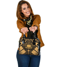 Samoa Polynesian Shoulder Handbag - Samoa Gold Seal with Polynesian Tattoo - Polynesian Pride