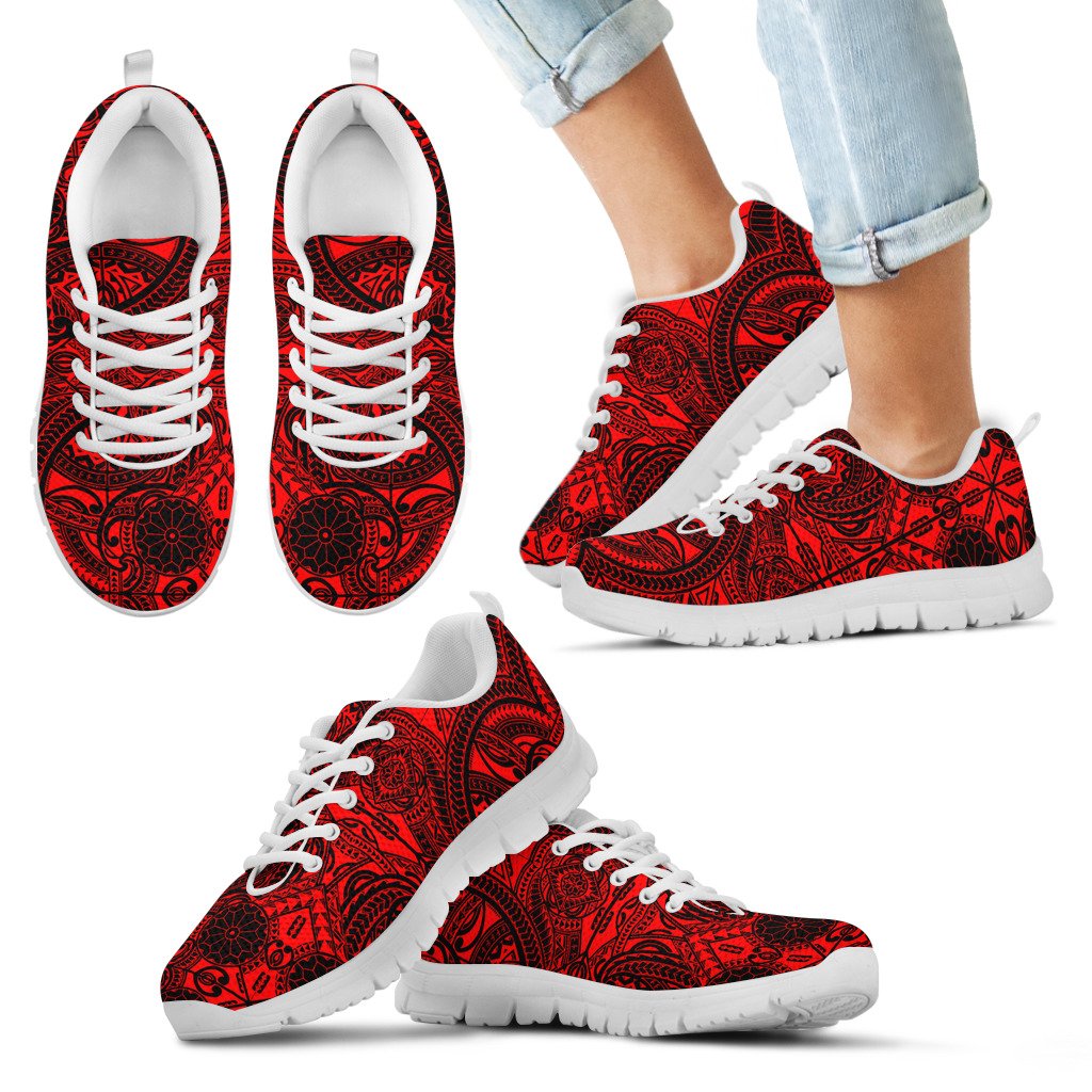 Polynesian Sneakers - Polynesian Tattoo Red Version - Polynesian Pride