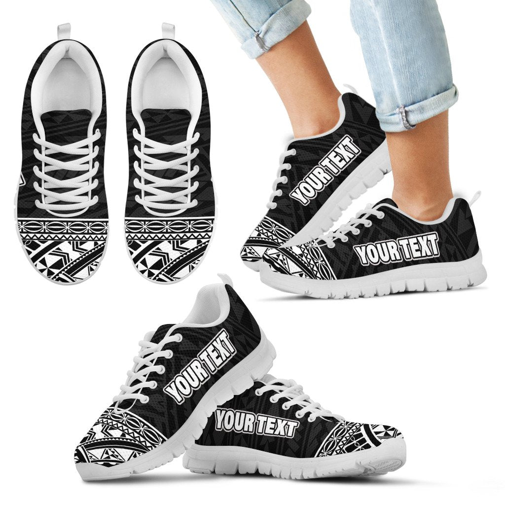Polynesian Custom Personalised Sneakers - Polynesian Tattoo Black Style - Polynesian Pride