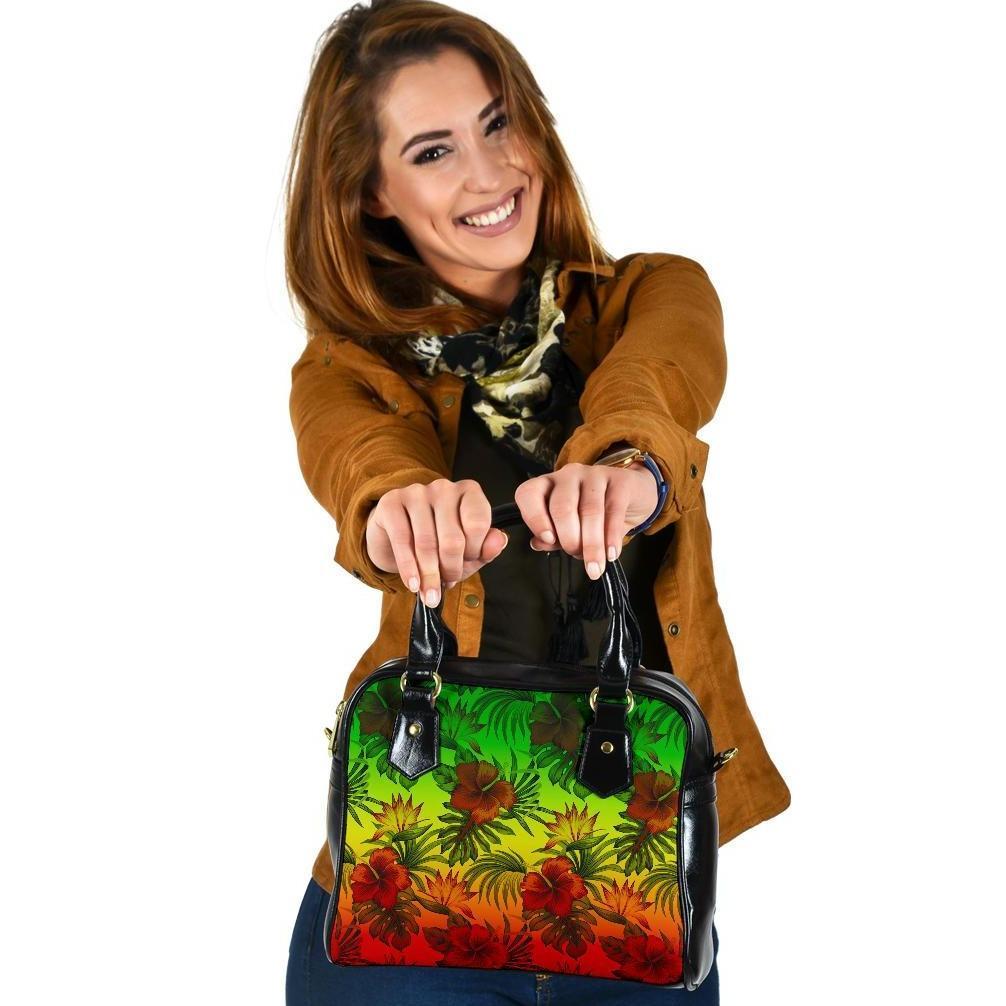 Polynesian Shoulder Handbag - Reggae Hibiscus Patterns One Size Red - Polynesian Pride
