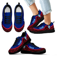 Guam Wave Sneakers - Polynesian Pattern Red Color Kid's Sneakers - Black - Guam Black - Polynesian Pride