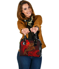 Papua New Guinea Shoulder Handbag - Red Shark Polynesian Tattoo - Polynesian Pride