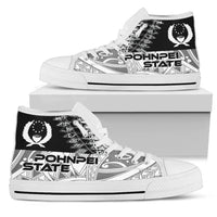Pohnpei State High Top Shoes - White Color Symmetry Style Unisex Black - Polynesian Pride