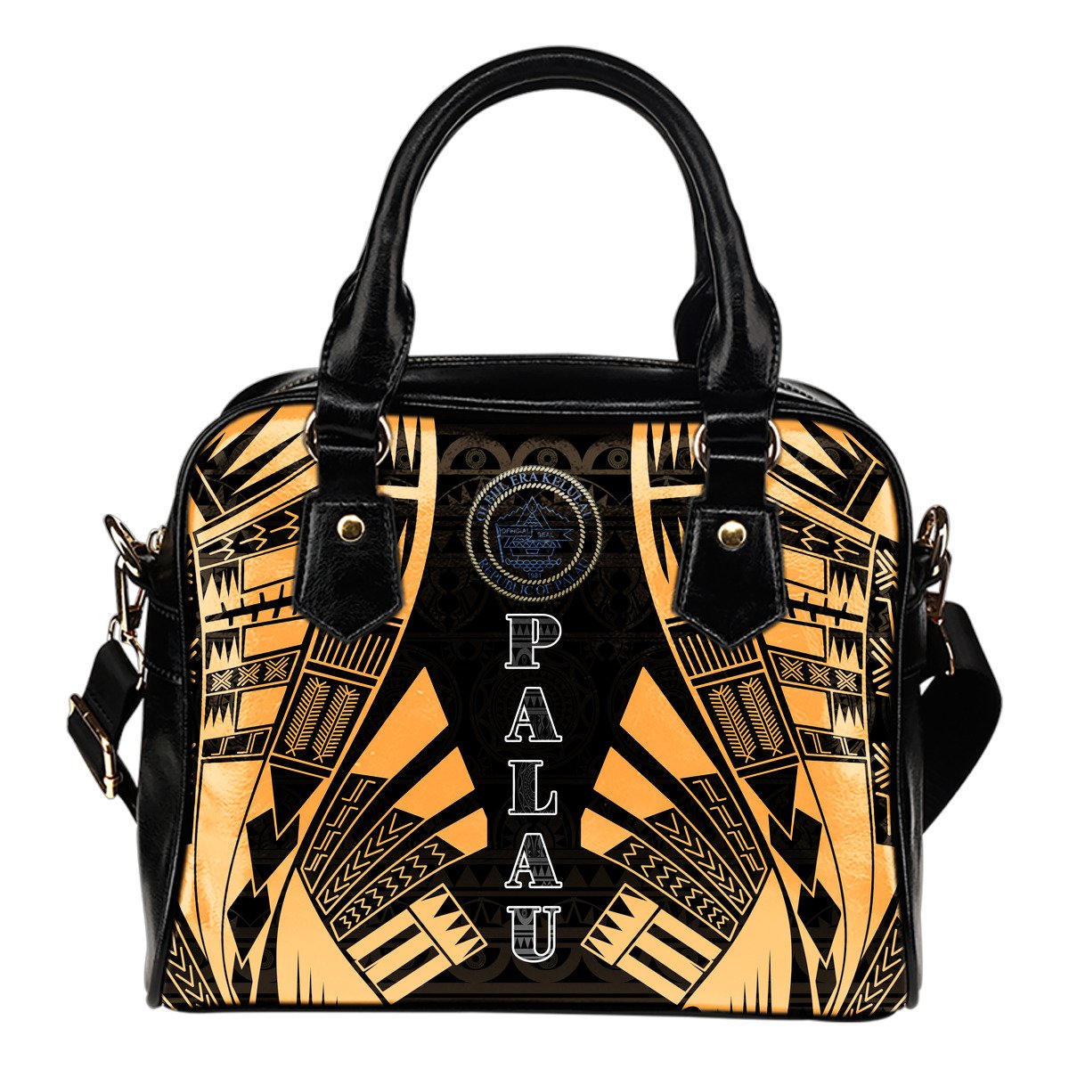Palau Shoulder Handbag - Polynesian Tattoo Gold One Size Gold - Polynesian Pride