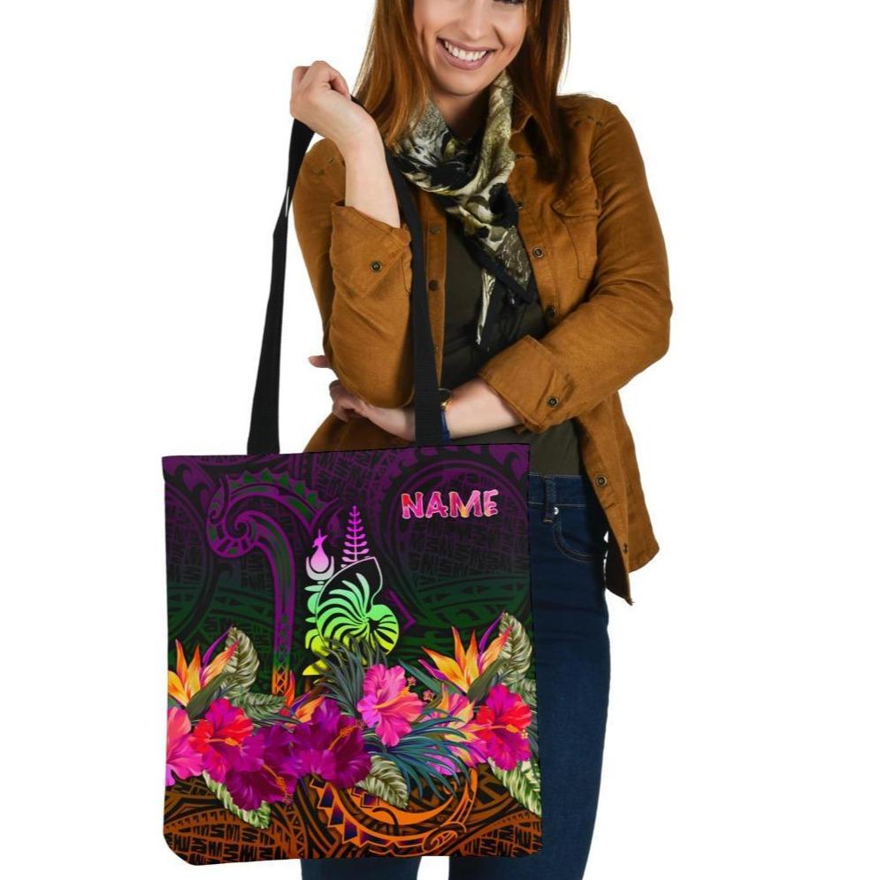 New Caledonia Polynesian Personalised Tote Bags - Summer Hibiscus Tote Bag One Size Reggae - Polynesian Pride