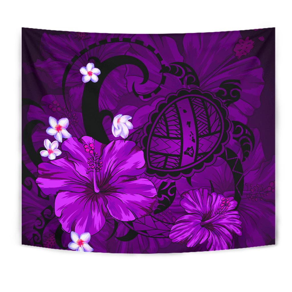 Hawaii Turtle Poly Tribal Purple Tapestry - Polynesian Pride