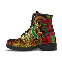 Pohnpei Micronesia Leather Boots - Hibiscus Vintage - Polynesian Pride