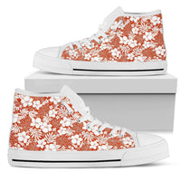 Hawaiian Shoes - Hibiscus Flower Pattern High Top Shoes Womens High Top White - Polynesian Pride