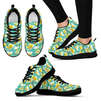 Hawaii Tropical Plumeria Blue Sneakers Women's Sneakers Black - Polynesian Pride