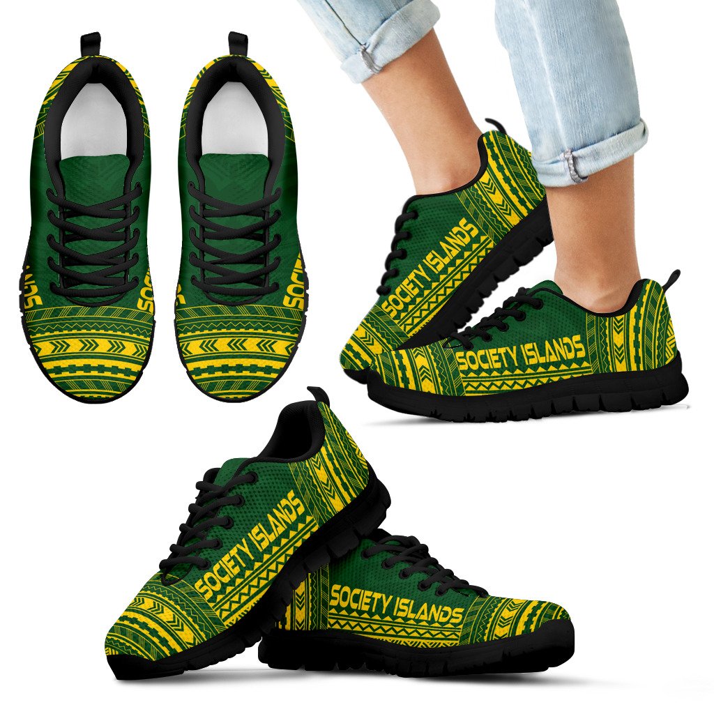 Society Islands Sneakers - Society Islands Polynesian Chief Green Yellow Version - Polynesian Pride