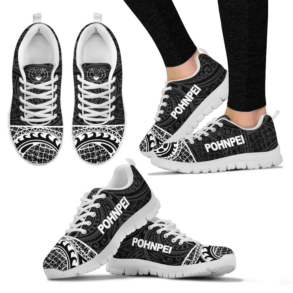 Pohnpei Sneakers - Pohnpei Flag Micronesia Black Style - Polynesian Pride